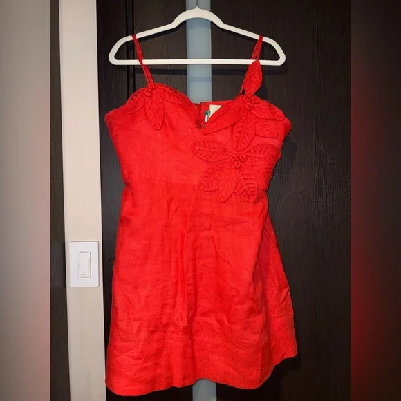 NWT FARMRIO Red 3d Flower Bodice Mini Dress Size XL. - Picture 6 of 9
